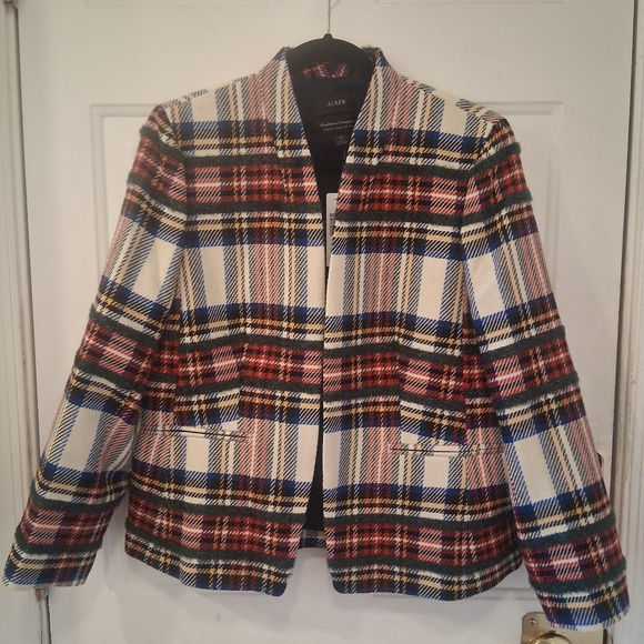 J. Crew Going Out Blazer in Snowy Stewart Tartan Holiday Size US 14 - Picture 2 of 12